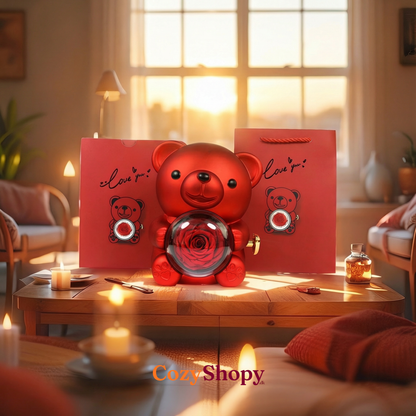 HjerteBamse™ – Personlig Dobbelt-Hjerte Halskæde med Rosegaveæske