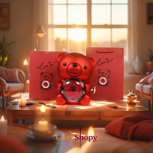 HjerteBamse™ – Personlig Dobbelt-Hjerte Halskæde med Rosegaveæske