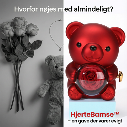 HjerteBamse™ – Personlig Dobbelt-Hjerte Halskæde med Rosegaveæske
